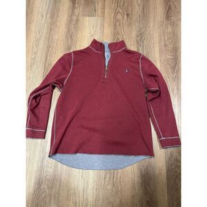 Tailorbyrd Mens Reversible 1/4 Zip Sweatshirt Large Burgundy Heather Grey